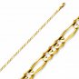 14K Yellow Gold 3+1 FIgaro Link Bracelet