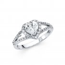 14K White Gold Heart Shape Cubic Zirconia Engagement Ring