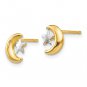 14K Two Tone Gold Moon & Star Post Earrings