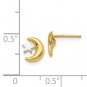 14K Two Tone Gold Moon & Star Post Earrings