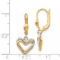 14K Two Tone Heart Leverback Earrings