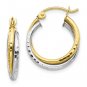 10K Two Tone Textured Twist Hoop Earrings