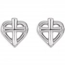 Sterling Silver Youth Cross with Heart Earrings