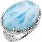 Sterling Silver Larimar Rope & Scroll Design Ring