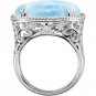 Sterling Silver Larimar Rope & Scroll Design Ring