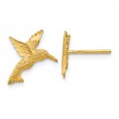14K Yellow Gold Hummingbird Post Earrings