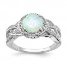 Sterling Silver Lab Created Opal & Cubic Zirconia Ring