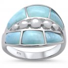 Sterling Silver & Rhodium Natural Larimar New Design Ring