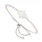 Sterling Silver Hamsa Adjustable Bracelet with Freshwater Cultured Pearls