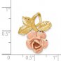 14K Two Tone Gold Rose Slide Pendant
