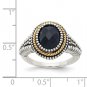 Sterling Silver & 14K Yellow Gold Black Onyx Ring