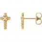 14K Gold Rope Cross Stud Earrings (Choice of Gold)