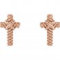 14K Gold Rope Cross Stud Earrings (Choice of Gold)