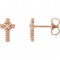 14K Gold Rope Cross Stud Earrings (Choice of Gold)