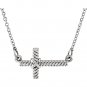 14K Gold Sideways Rope Cross Necklace (Choice of Gold)