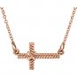 14K Gold Sideways Rope Cross Necklace (Choice of Gold)
