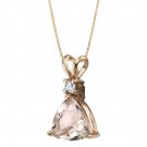 14K Rose Gold 1.75 Carat Trillion Cut Morganite & Diamond Necklace