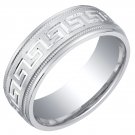 Men's Sterling Silver 7mm Greek Key Wedding Band