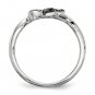 Sterling Silver Black & White Diamond Heart Ring