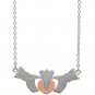 14K White & Rose Gold Claddagh Necklace