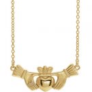 14K Yellow, 14K White or 14K Rose Gold Claddagh Necklace