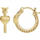 14K Yellow Gold Closed Heart Hoop Earrings