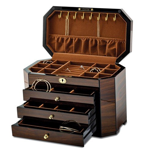 Walnut Wood Locking Jewelry Box