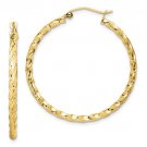 10K Yellow Gold Twisted Diamond Cut Hoop Earrings