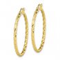 10K Yellow Gold Twisted Diamond Cut Hoop Earrings