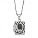 Sterling Silver Square Onyx Locket with Chain