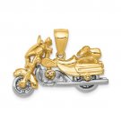 14K Two Tone Gold 3-D Motorcycle Pendant