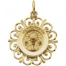 14K Yellow Gold Framed First Holy Communion Pendant