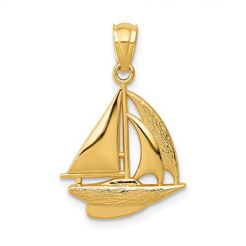 14K Yellow Gold Sailboat Pendant