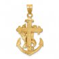 14K Yellow Gold Mariners Cross & Eagle Pendant