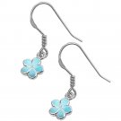 Sterling Silver Natural Larimar Plumeria Dangle Earrings