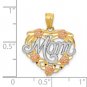 14K Tri Color Gold "Mom" Heart Pendant