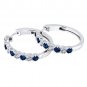Sterling Silver Created Blue Sapphire Hoop Earrings