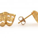 10K Yellow Gold Comedy/Tragedy Drama Mask Stud Earrings