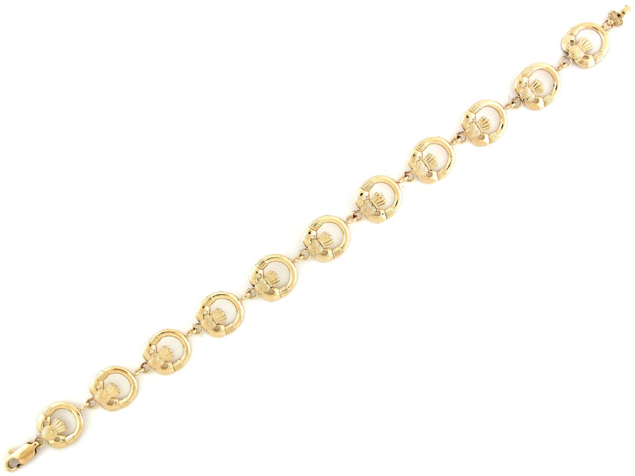 14K Yellow Gold Friendship Claddagh Bracelet