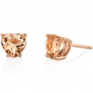 14K Rose Gold 1.50 Carat Heart Shaped Morganite Stud Earrings