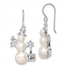 Sterling Silver Cultured Freshwater Pearl Snowman Earrings