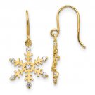 Children's 14K Yellow Gold Snowflake CZ Earrings