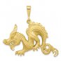 10K Solid Yellow Gold Dragon Pendant