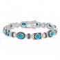 Sterling Silver Created Turquoise & Marcasite Bracelet