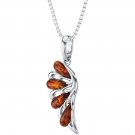 Sterling Silver Baltic Amber Angel Wing Pendant Necklace