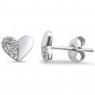 14K Gold .07 Carat Pave Heart Diamond Stud Earrings