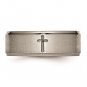 Men's 8mm Titanium Ridged Edge Cross Band
