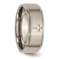 Men's 8mm Titanium Ridged Edge Cross Band