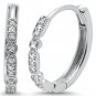 14K White Gold .11 Carats Diamond Hoop Huggie Earrings