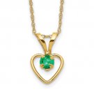 Children's May Emerald Birthstone Heart Necklace